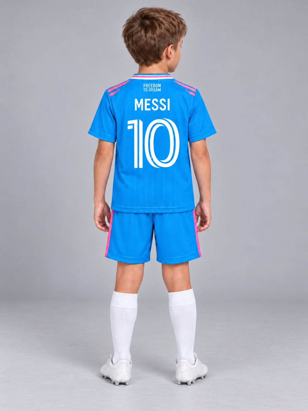 Kids Inter Miami Messi #10 Blue Soccer Youth Jersey & Shorts Set Boys Girls