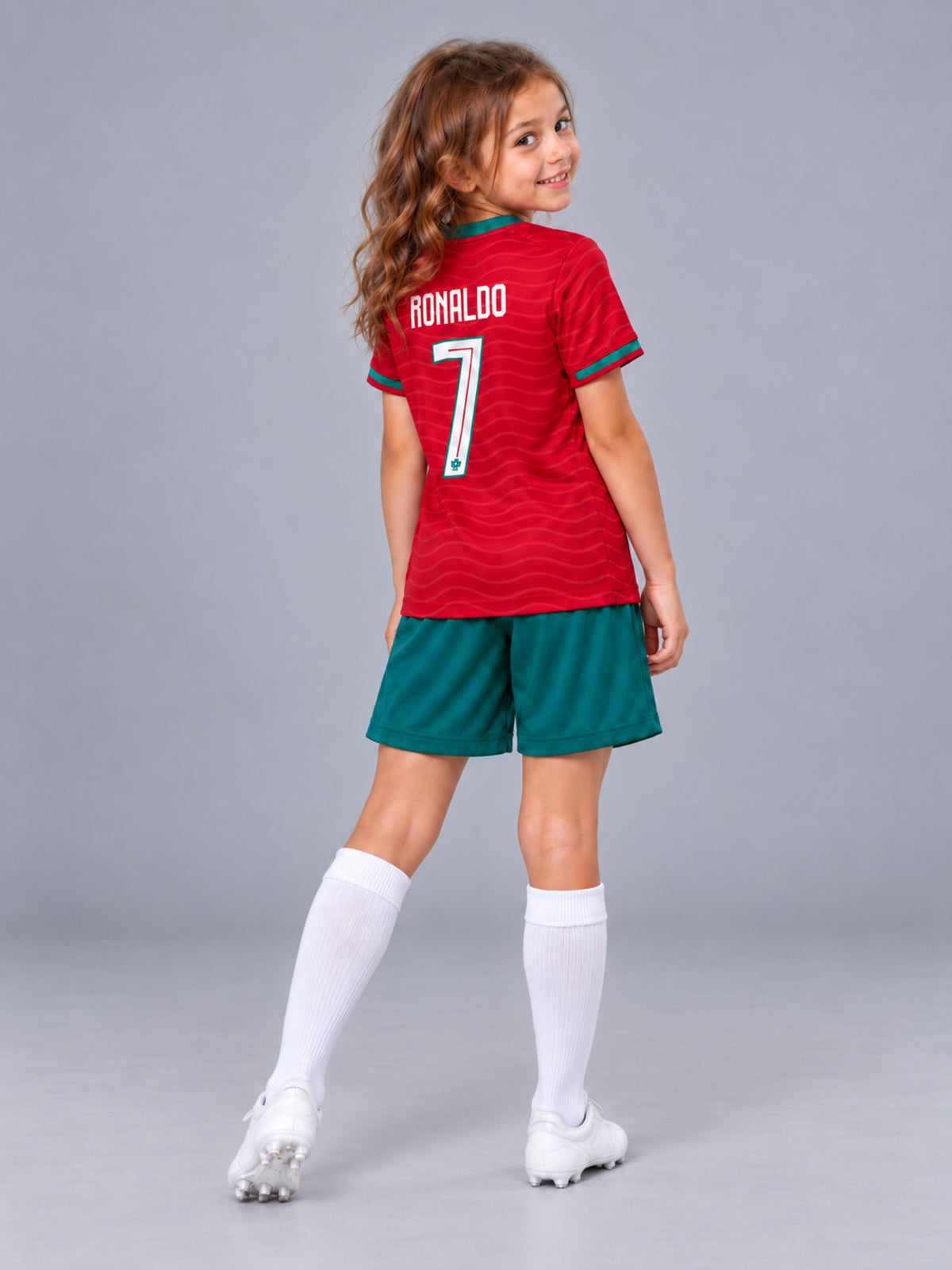 Kids Ronaldo Portugal #7 Soccer Youth Jersey & Shorts Set Boys Girls