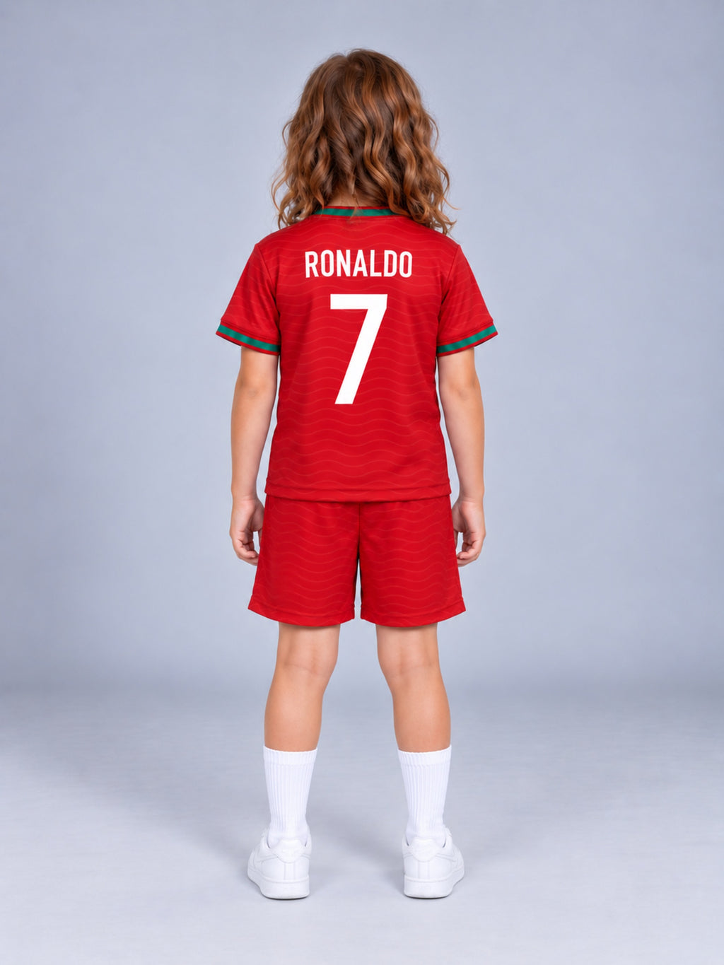 Kids Portugal Ronaldo #7 Red Soccer Jersey & Shorts Set Youth Boys Girls