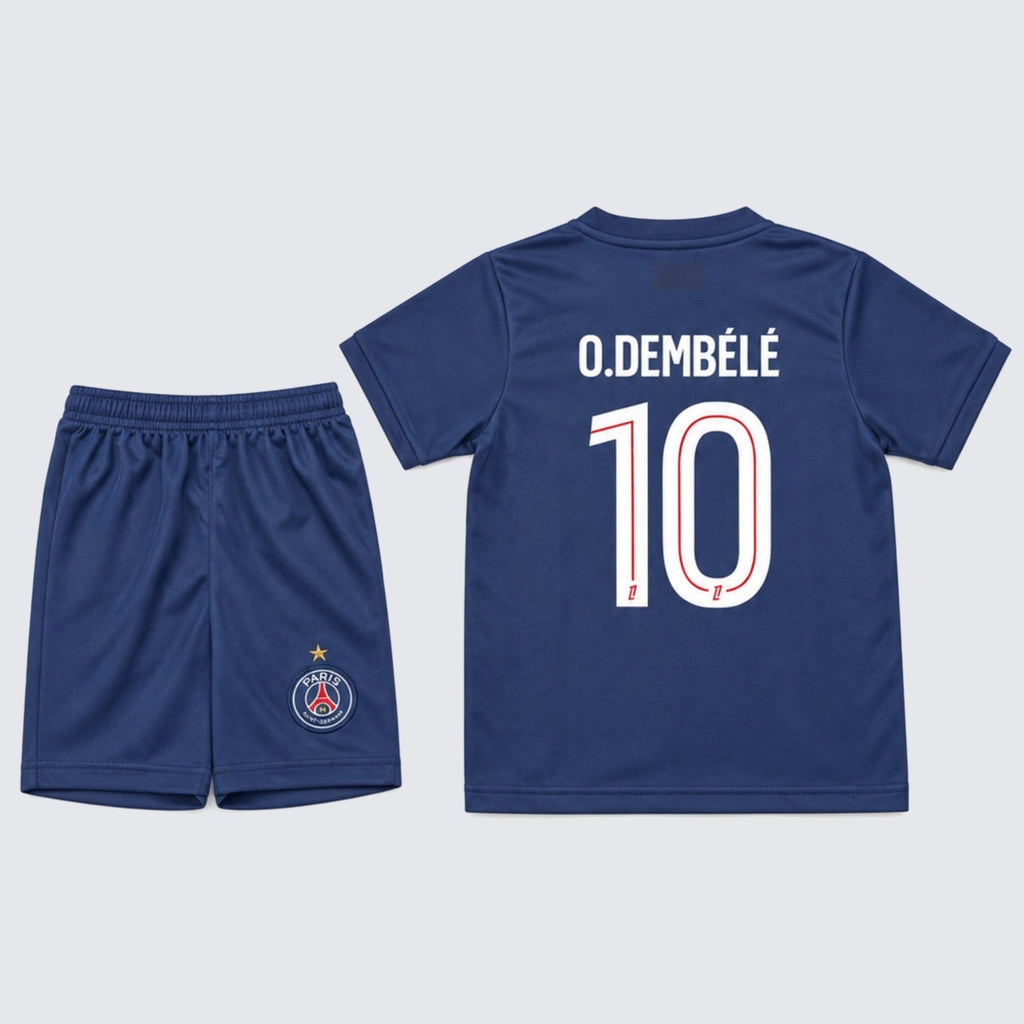 Kids PSG Dembele #10 Navy Soccer Jersey & Shorts Set Youth Boys Girls Paris Saint Germain