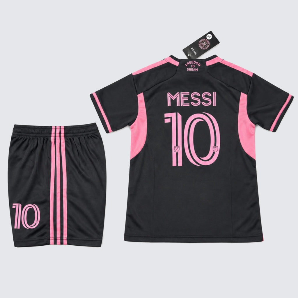 Kids Inter Miami Messi #10 Black Soccer Jersey & Shorts Set Youth Boys Girls