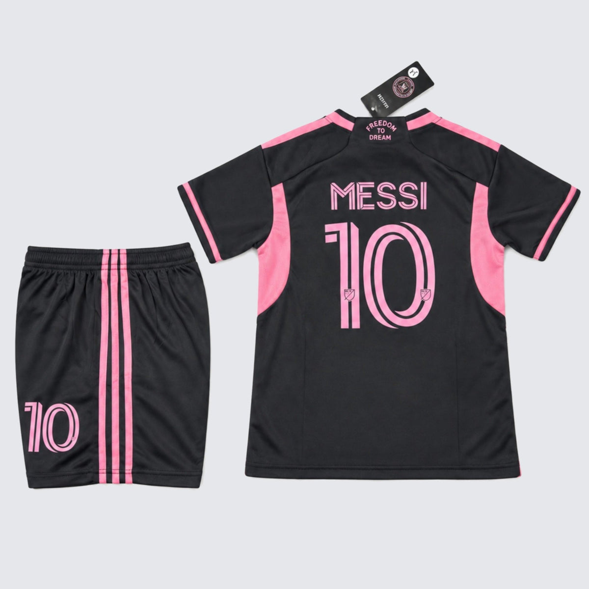 Kids Inter Miami Messi #10 Black Soccer Jersey & Shorts Set Youth Boys Girls