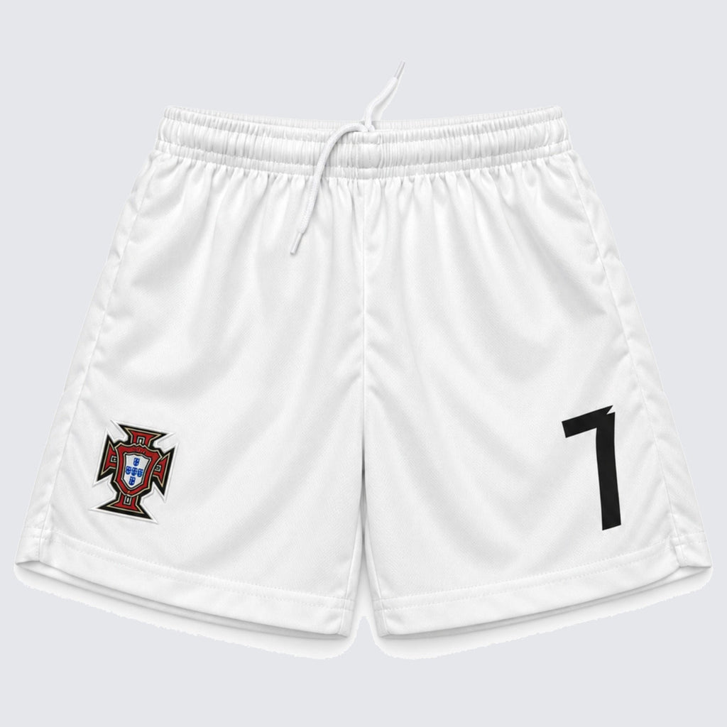 Kids Ronaldo Portugal #7 White Soccer Jersey & Shorts Set Boys Girls