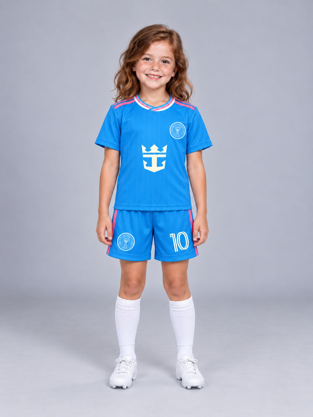 Kids Inter Miami Messi #10 Blue Soccer Youth Jersey & Shorts Set Boys Girls