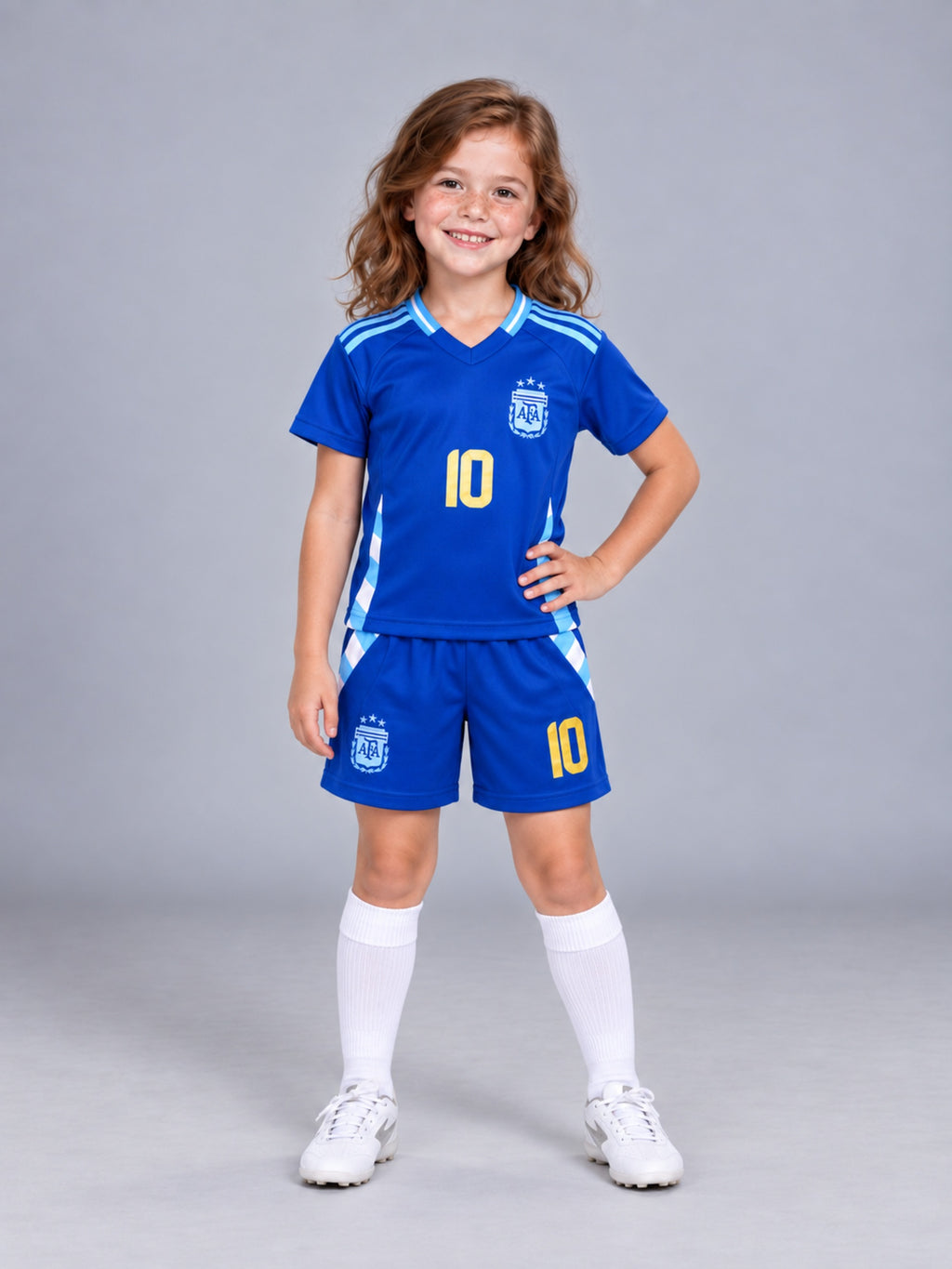 Kids Argentina Messi #10 Blue Soccer Youth Jersey & Shorts Set  Boys Girls