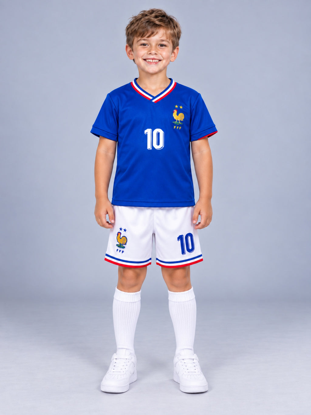 Kids France Mbappe #10 Blue Soccer Jersey & Shorts Set Youth Boys Girls