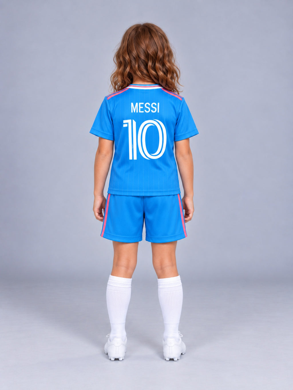 Kids Inter Miami Messi #10 Blue Soccer Youth Jersey & Shorts Set Boys Girls