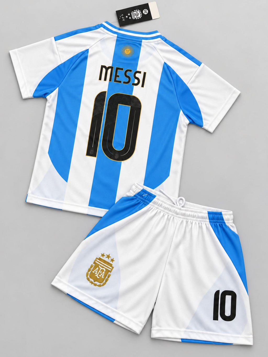 Kids Argentina Messi #10 Blue & White Soccer Jersey & Shorts Set Youth Boys Girls