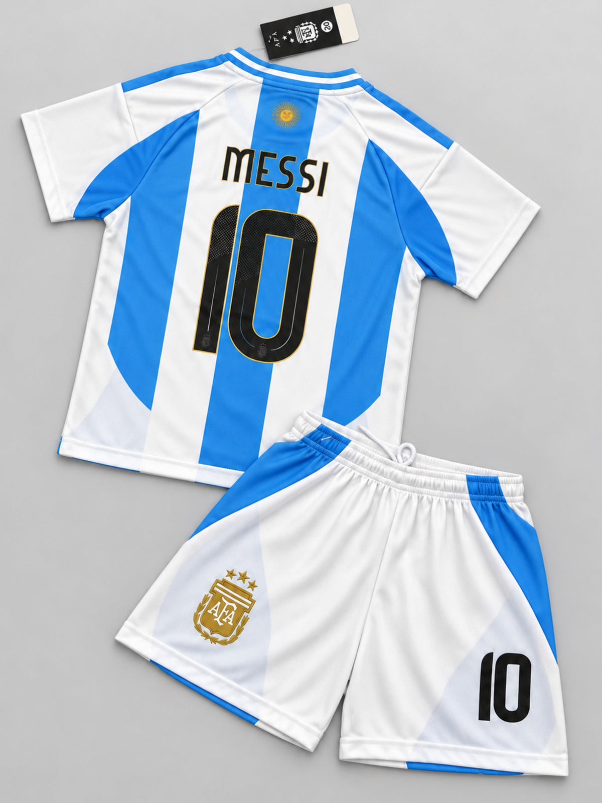 Kids Argentina Messi #10 Blue & White Soccer Jersey & Shorts Set Youth Boys Girls