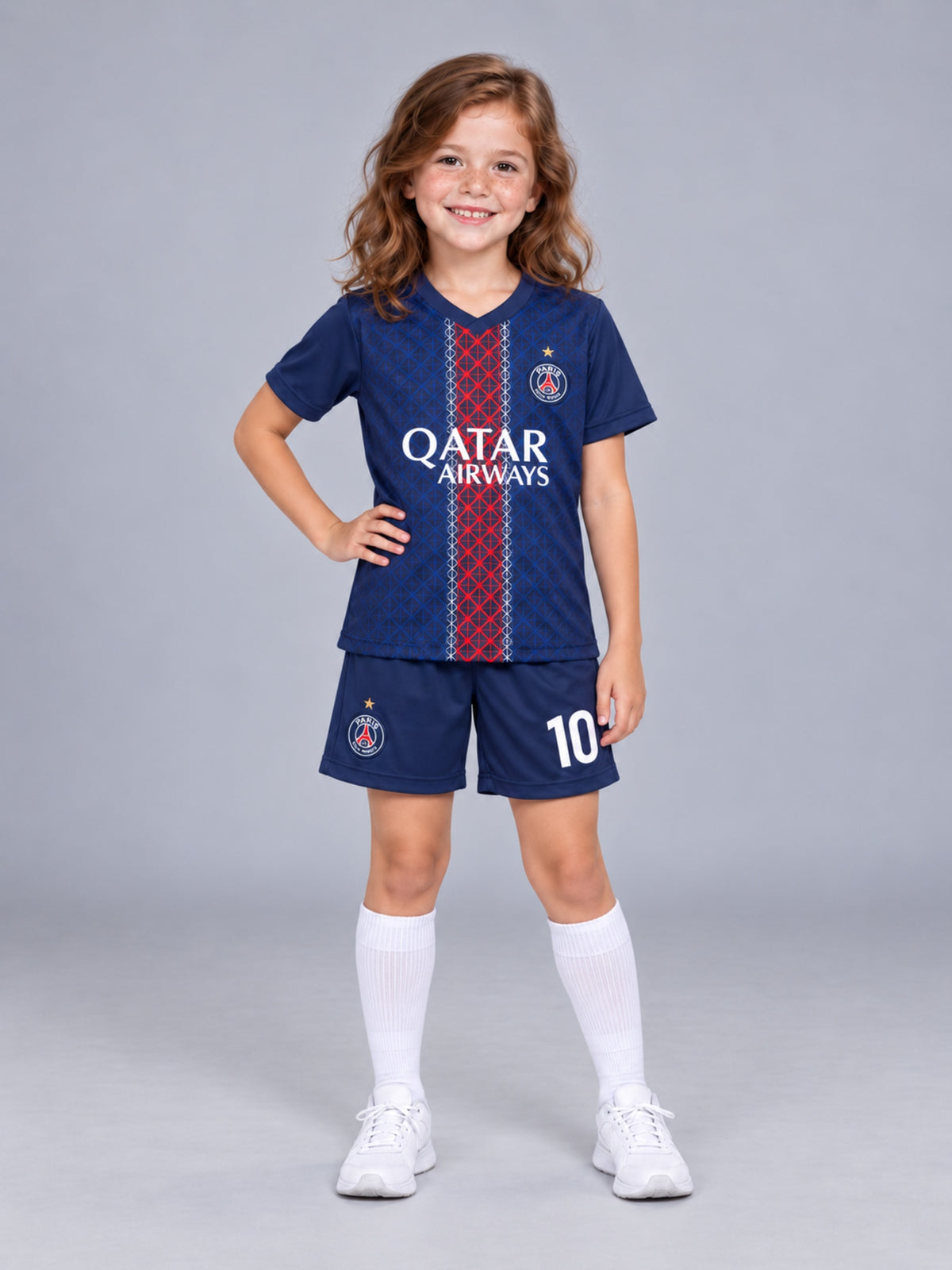 Kids PSG Dembele #10 Navy Soccer Jersey & Shorts Set Youth Boys Girls Paris Saint Germain
