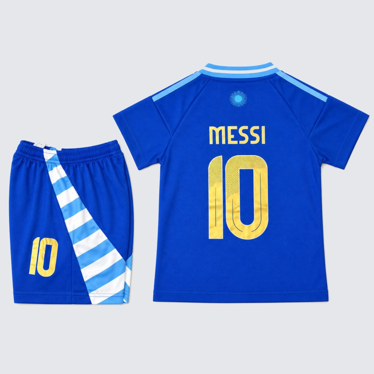 Kids Argentina Messi #10 Blue Soccer Youth Jersey & Shorts Set  Boys Girls