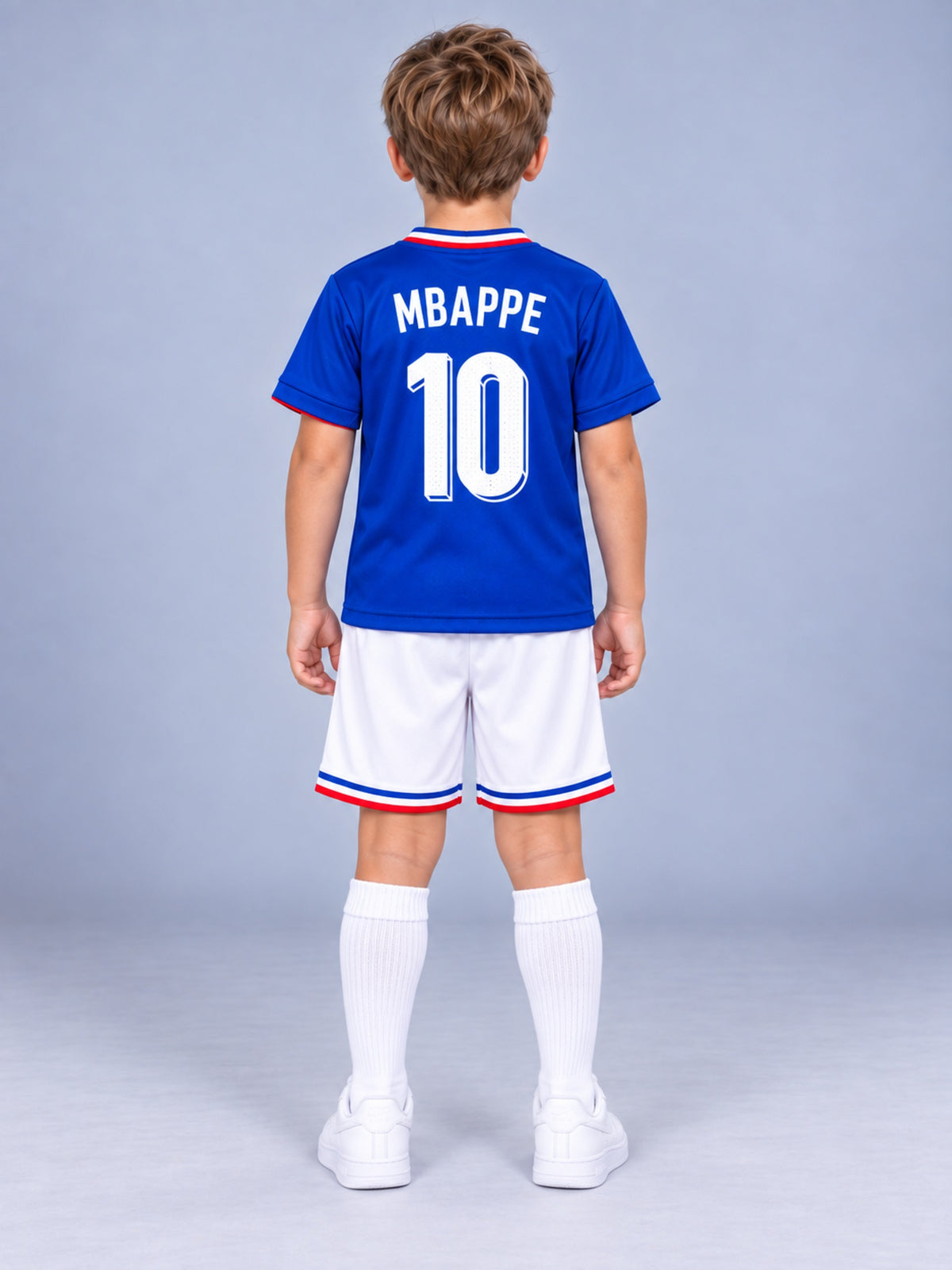 Kids France Mbappe #10 Blue Soccer Jersey & Shorts Set Youth Boys Girls