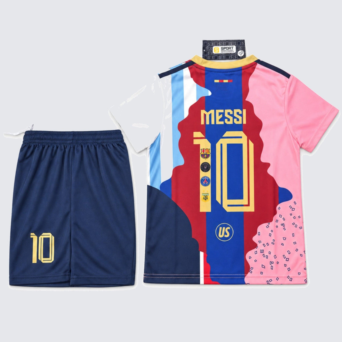 Kids Messi #10 PSG Mashup Soccer Jersey & Shorts Set Multicolor Youth Boys Girls