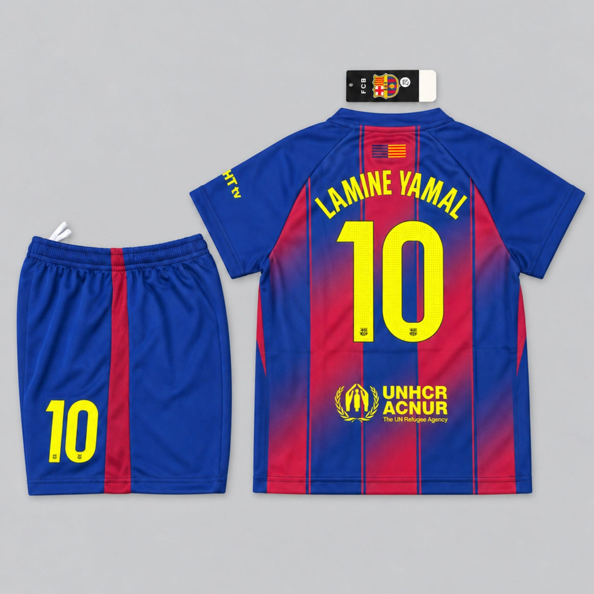 Kids Barcelona Lamine Yamal #10 Soccer Jersey & Shorts Set Blue & Red Youth Boys Girls