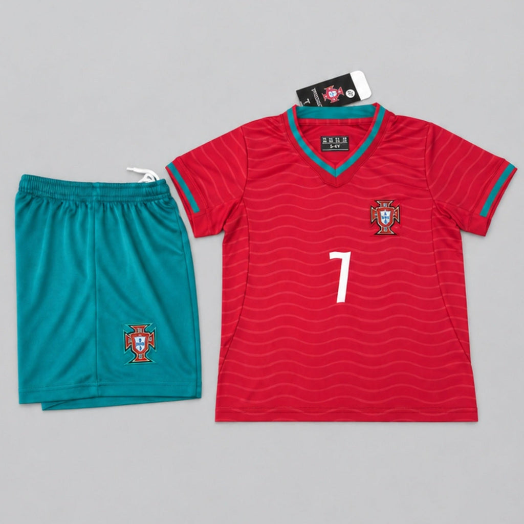 Kids Ronaldo Portugal #7 Soccer Youth Jersey & Shorts Set Boys Girls