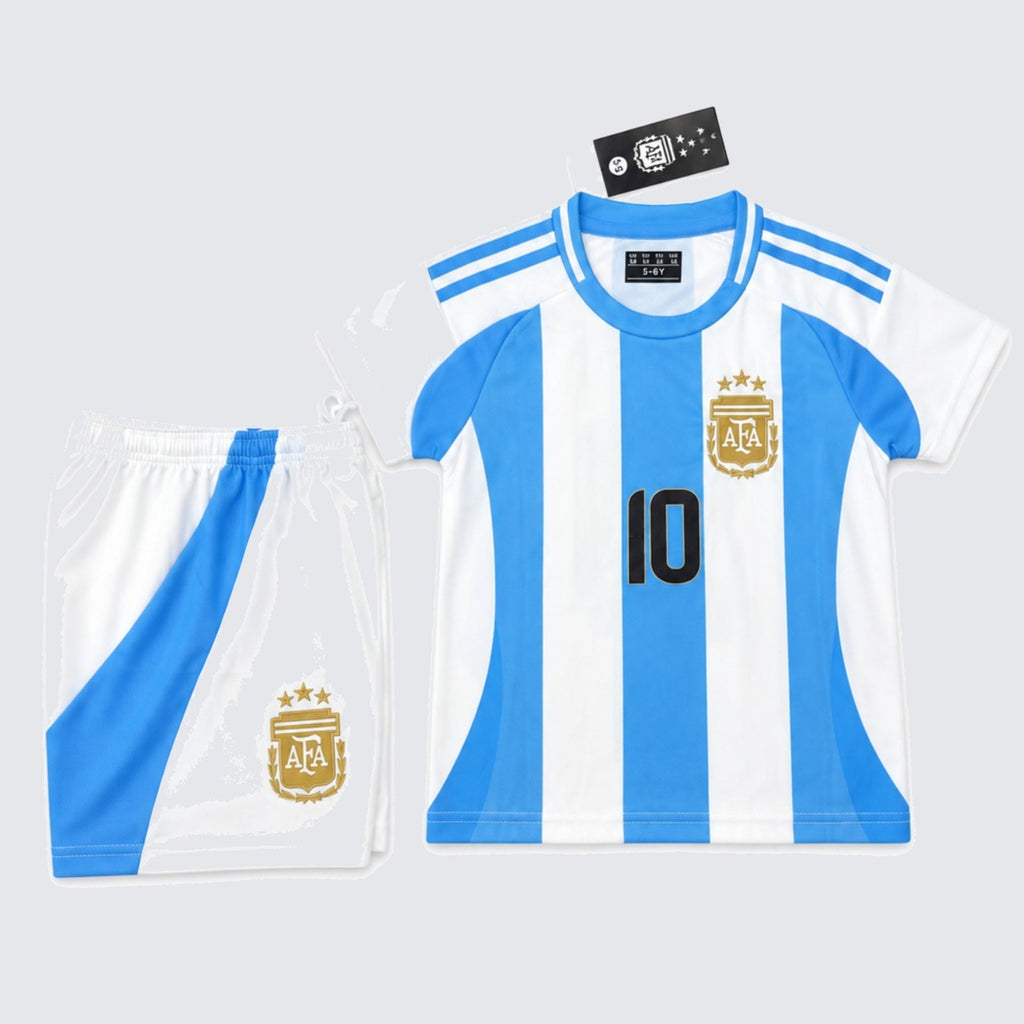 Kids Argentina Messi #10 Blue & White Soccer Jersey & Shorts Set Youth Boys Girls