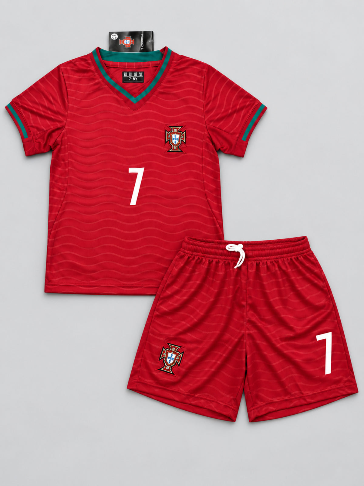 Kids Portugal Ronaldo #7 Red Soccer Jersey & Shorts Set Youth Boys Girls