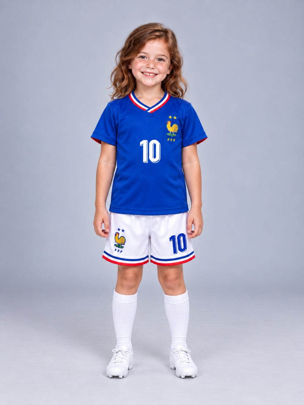Kids France Mbappe #10 Blue Soccer Jersey & Shorts Set Youth Boys Girls