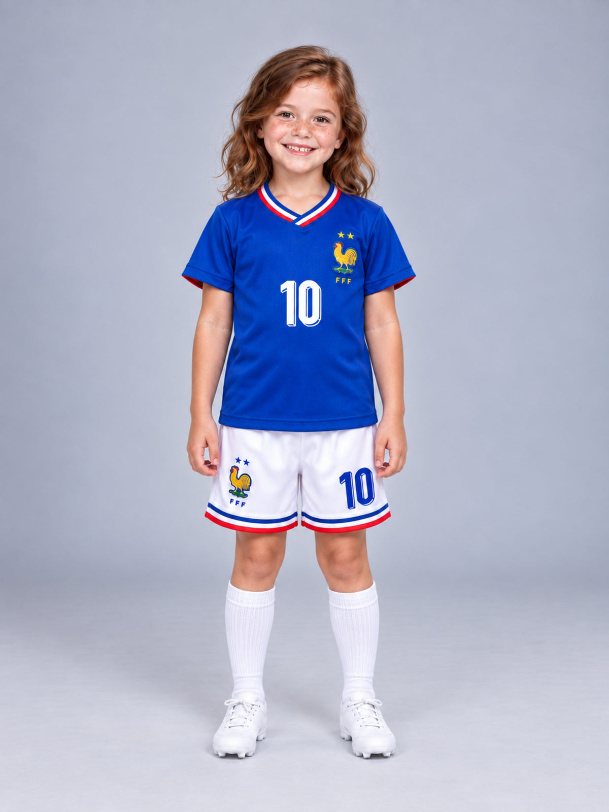 Kids France Mbappe #10 Blue Soccer Jersey & Shorts Set Youth Boys Girls