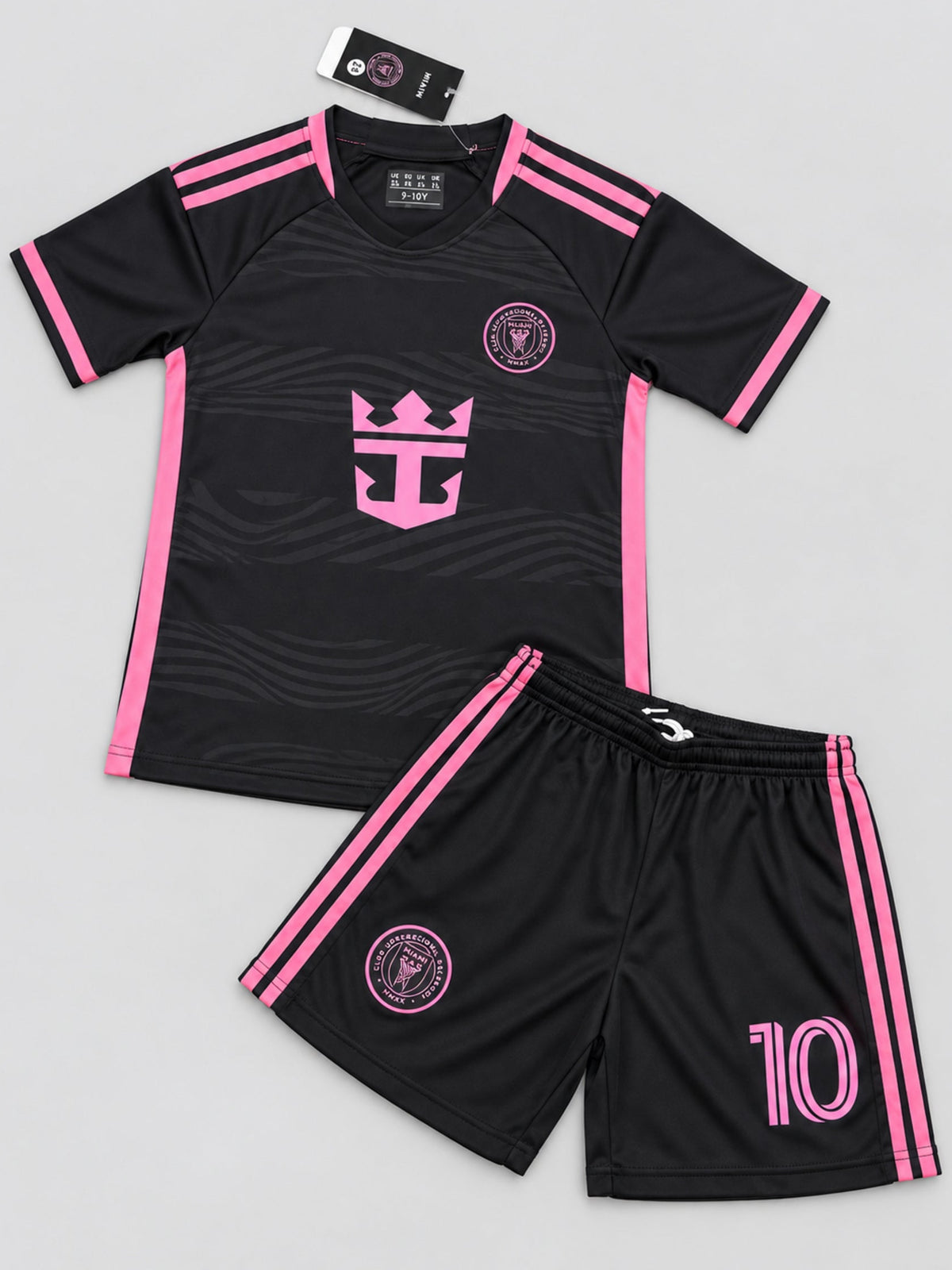 Kids Inter Miami Messi #10 Black Soccer Jersey & Shorts Set Youth Boys Girls
