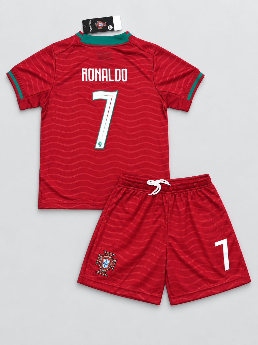 Kids Portugal Ronaldo #7 Red Soccer Jersey & Shorts Set Youth Boys Girls
