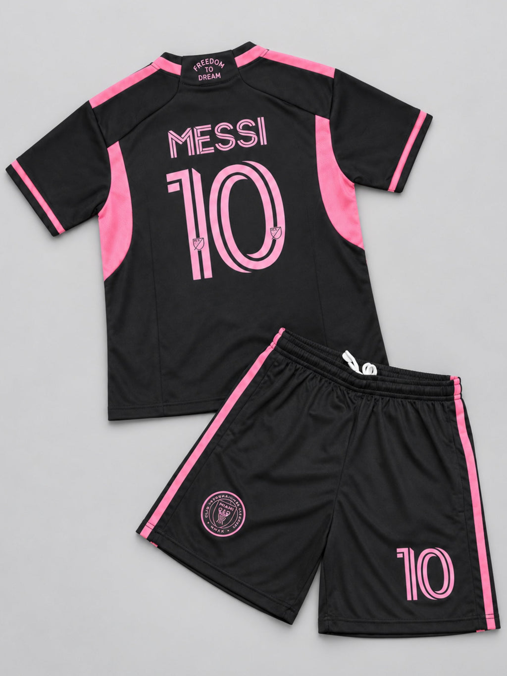 Kids Inter Miami Messi #10 Black Soccer Jersey & Shorts Set Youth Boys Girls