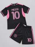 Kids Inter Miami Messi #10 Black Soccer Jersey & Shorts Set Youth Boys Girls