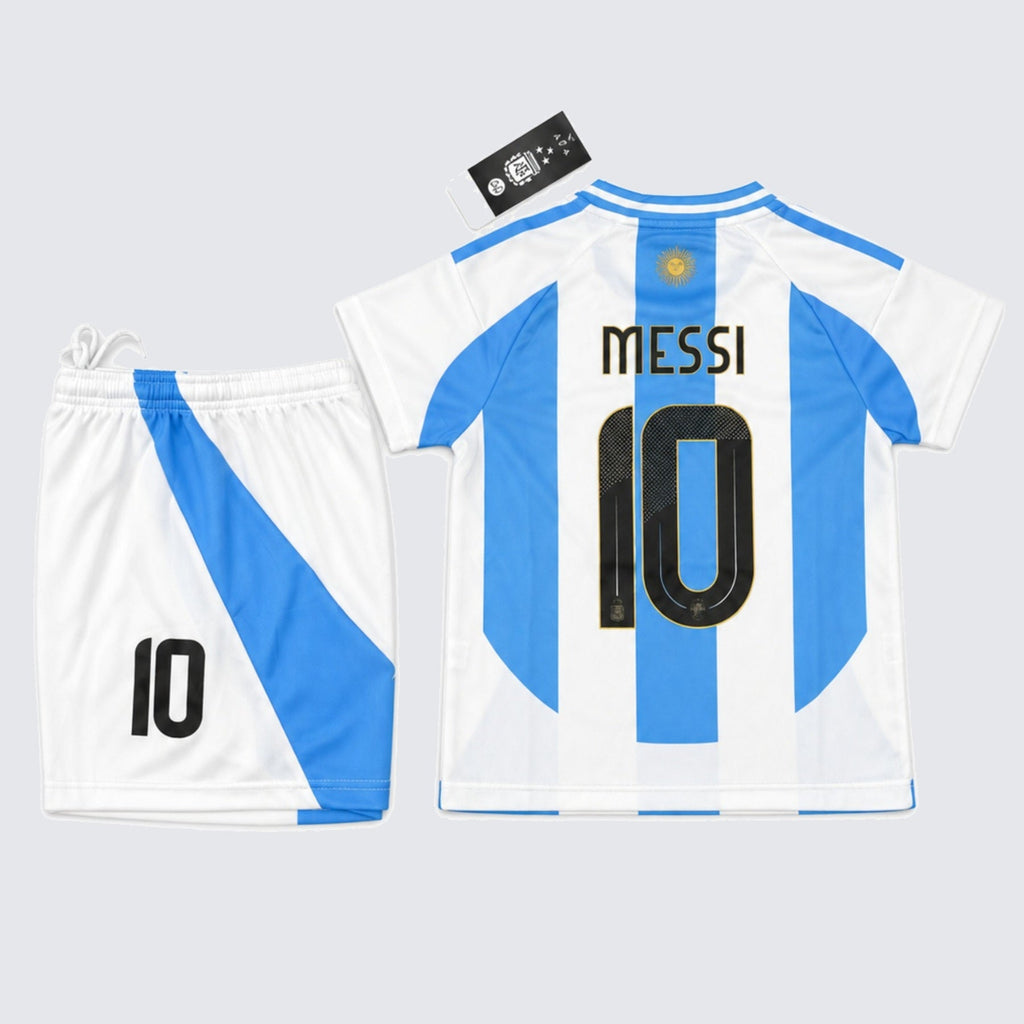 Kids Argentina Messi #10 Blue & White Soccer Jersey & Shorts Set Youth Boys Girls