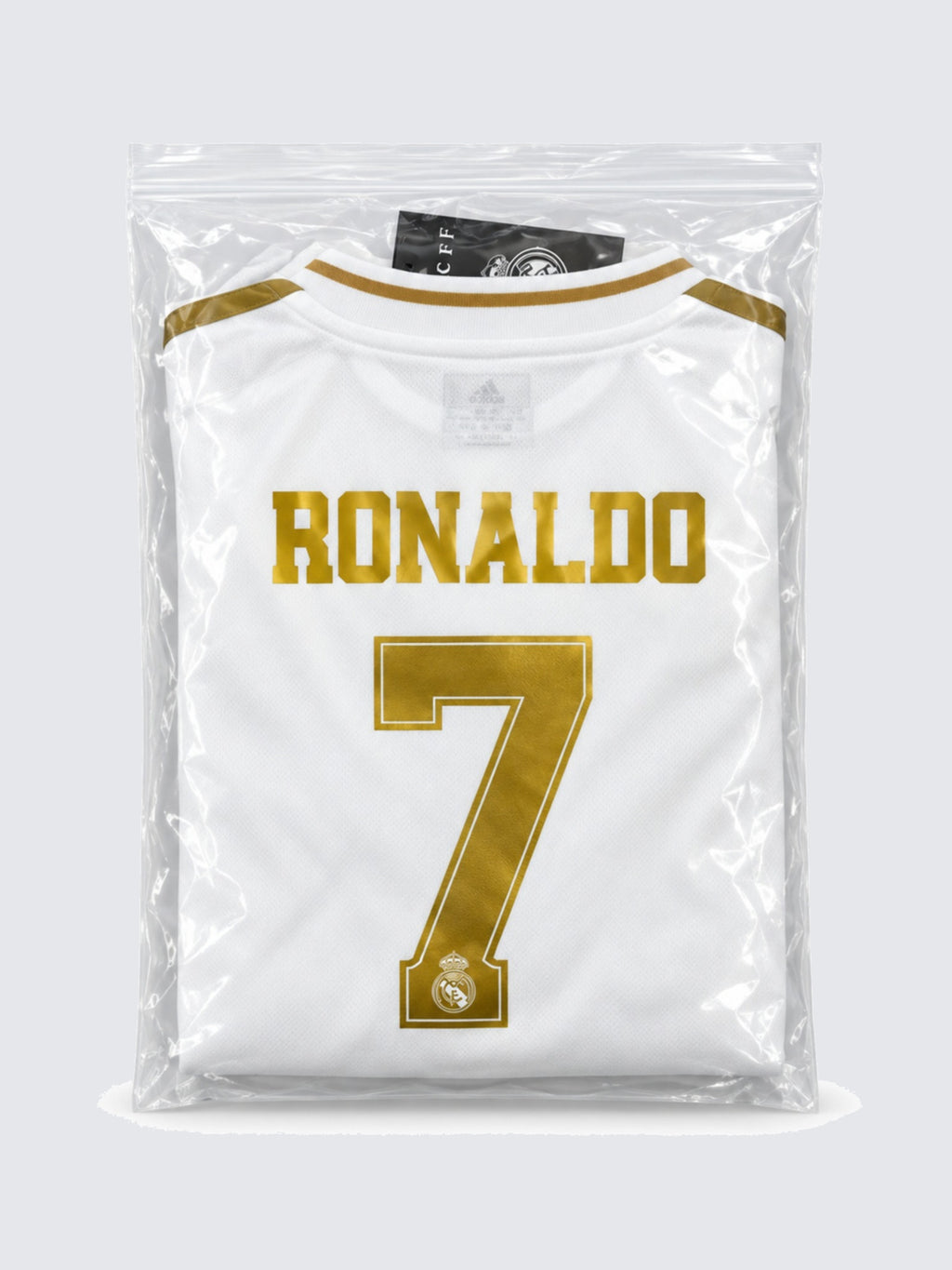 Kids Real Madrid Ronaldo #7 White & Gold Soccer Jersey & Shorts Set Youth Boys Girls