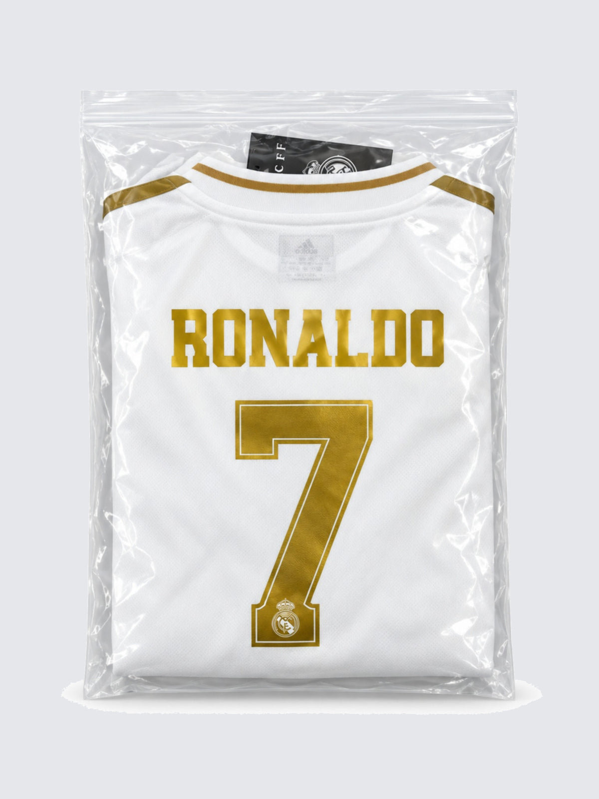 Kids Real Madrid Ronaldo #7 White & Gold Soccer Jersey & Shorts Set Youth Boys Girls