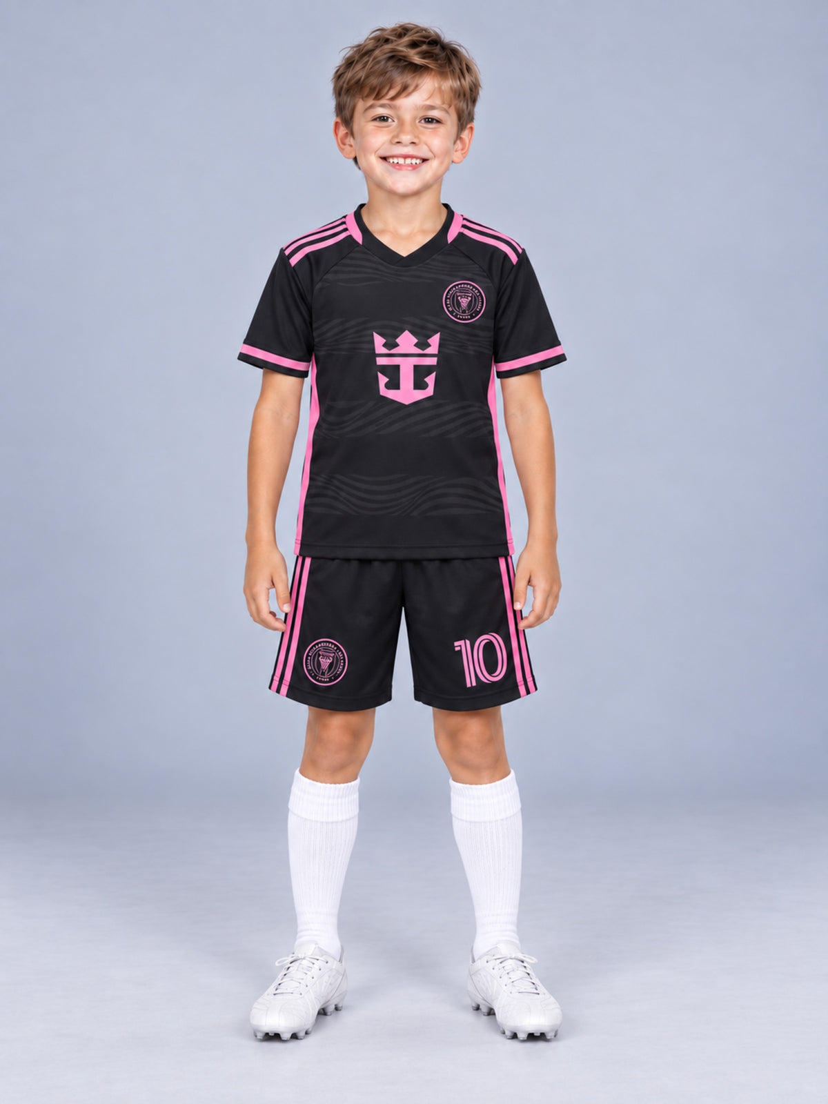Kids Inter Miami Messi #10 Black Soccer Jersey & Shorts Set Youth Boys Girls