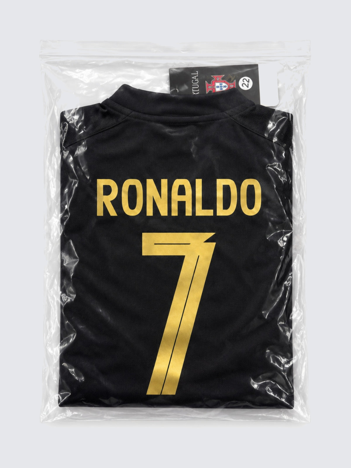 Kids Portugal Ronaldo #7 Black & Gold Soccer Jersey & Shorts Set Youth Boys Girls