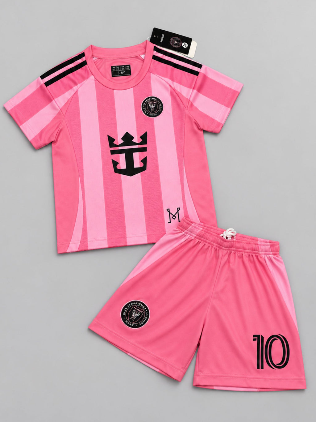 Kids Inter Miami Messi #10 Pink Soccer Jersey & Shorts Set Youth Boys Girls