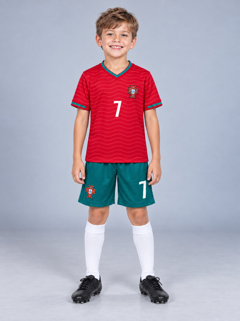 Kids Ronaldo Portugal #7 Soccer Youth Jersey & Shorts Set Boys Girls