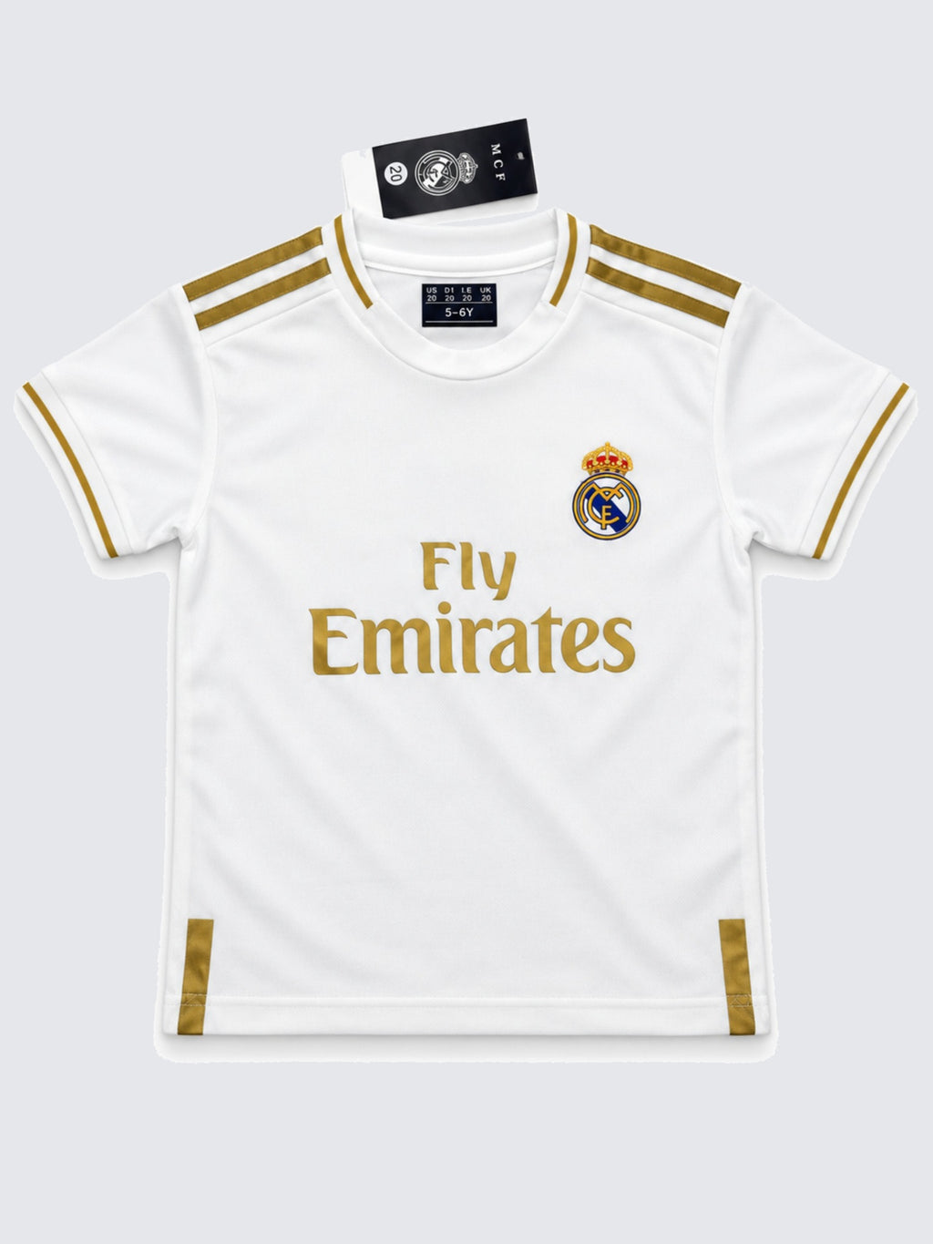 Kids Real Madrid Ronaldo #7 White & Gold Soccer Jersey & Shorts Set Youth Boys Girls