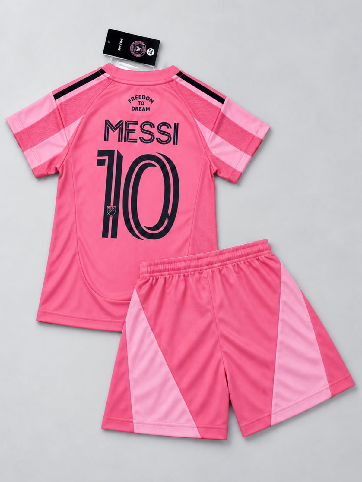 Kids Inter Miami Messi #10 Pink Soccer Jersey & Shorts Set Youth Boys Girls