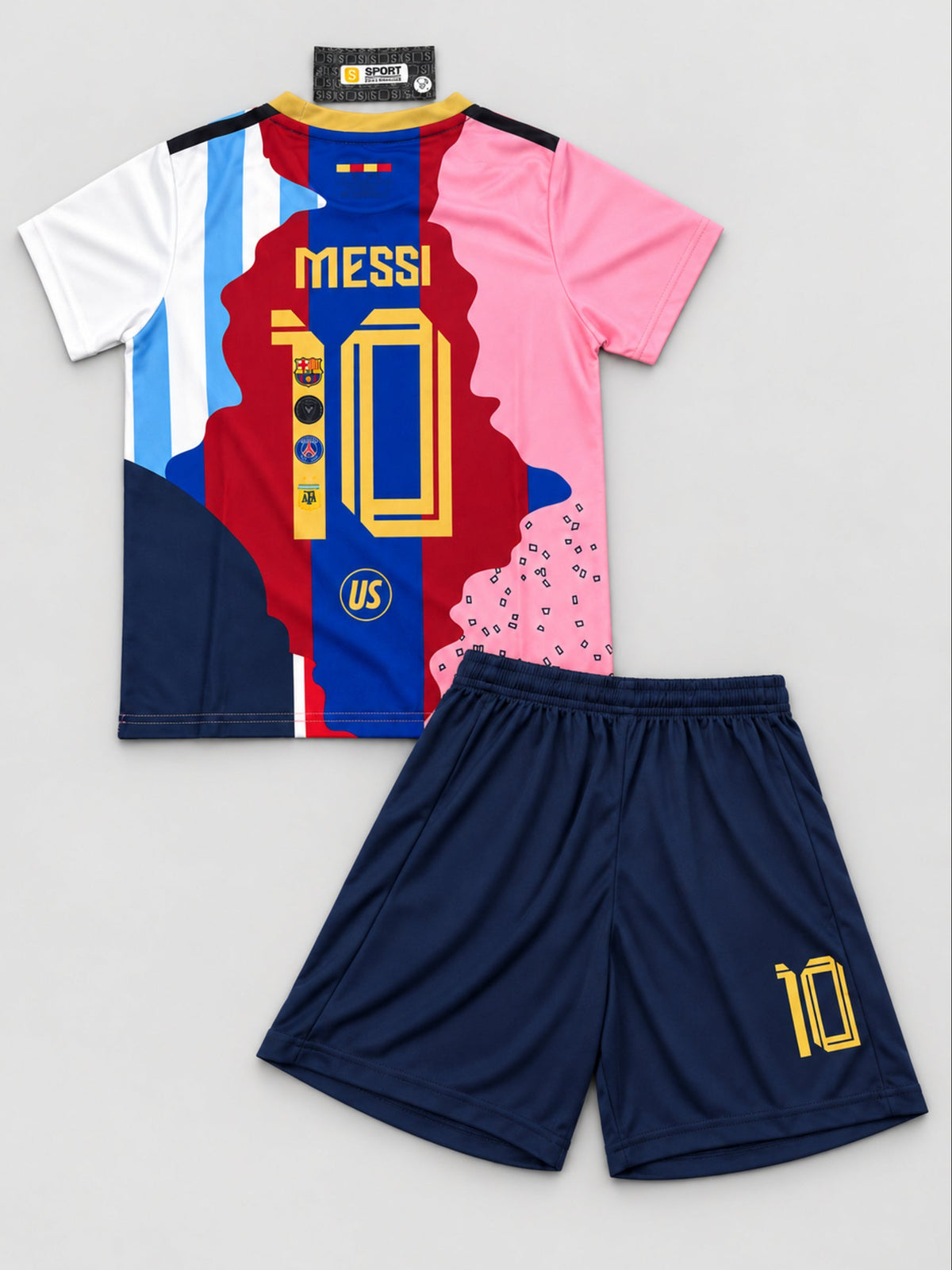Kids Messi #10 PSG Mashup Soccer Jersey & Shorts Set Multicolor Youth Boys Girls