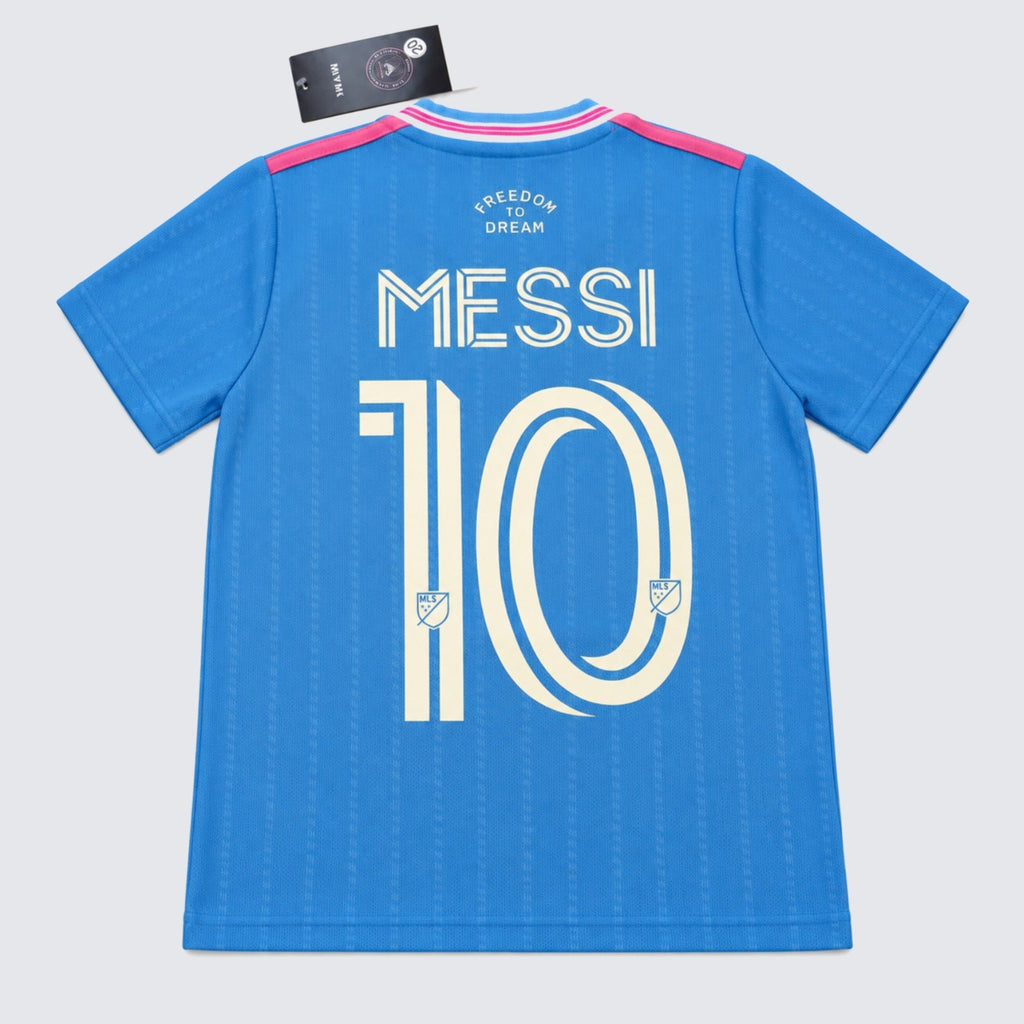 Kids Inter Miami Messi #10 Blue Soccer Youth Jersey & Shorts Set Boys Girls