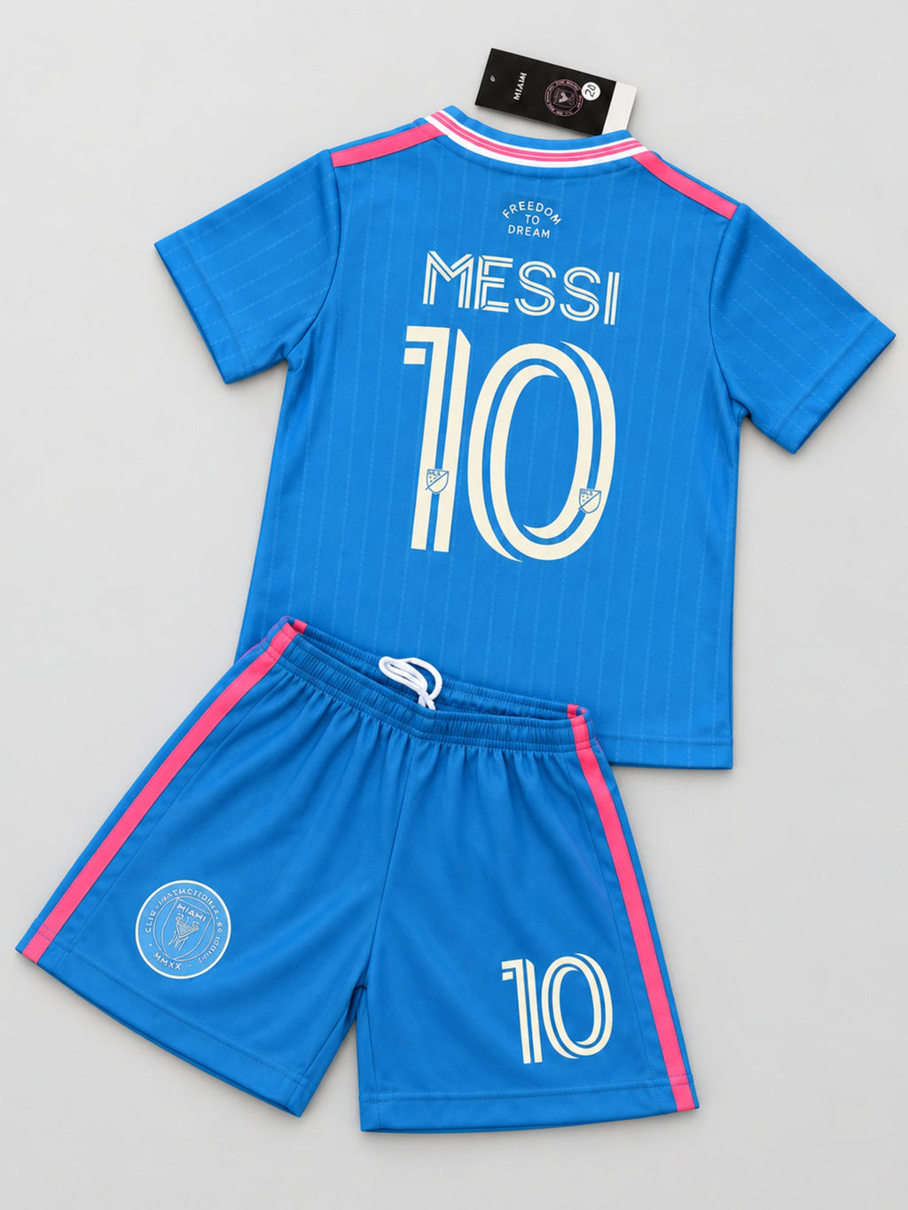 Kids Inter Miami Messi #10 Blue Soccer Youth Jersey & Shorts Set Boys Girls
