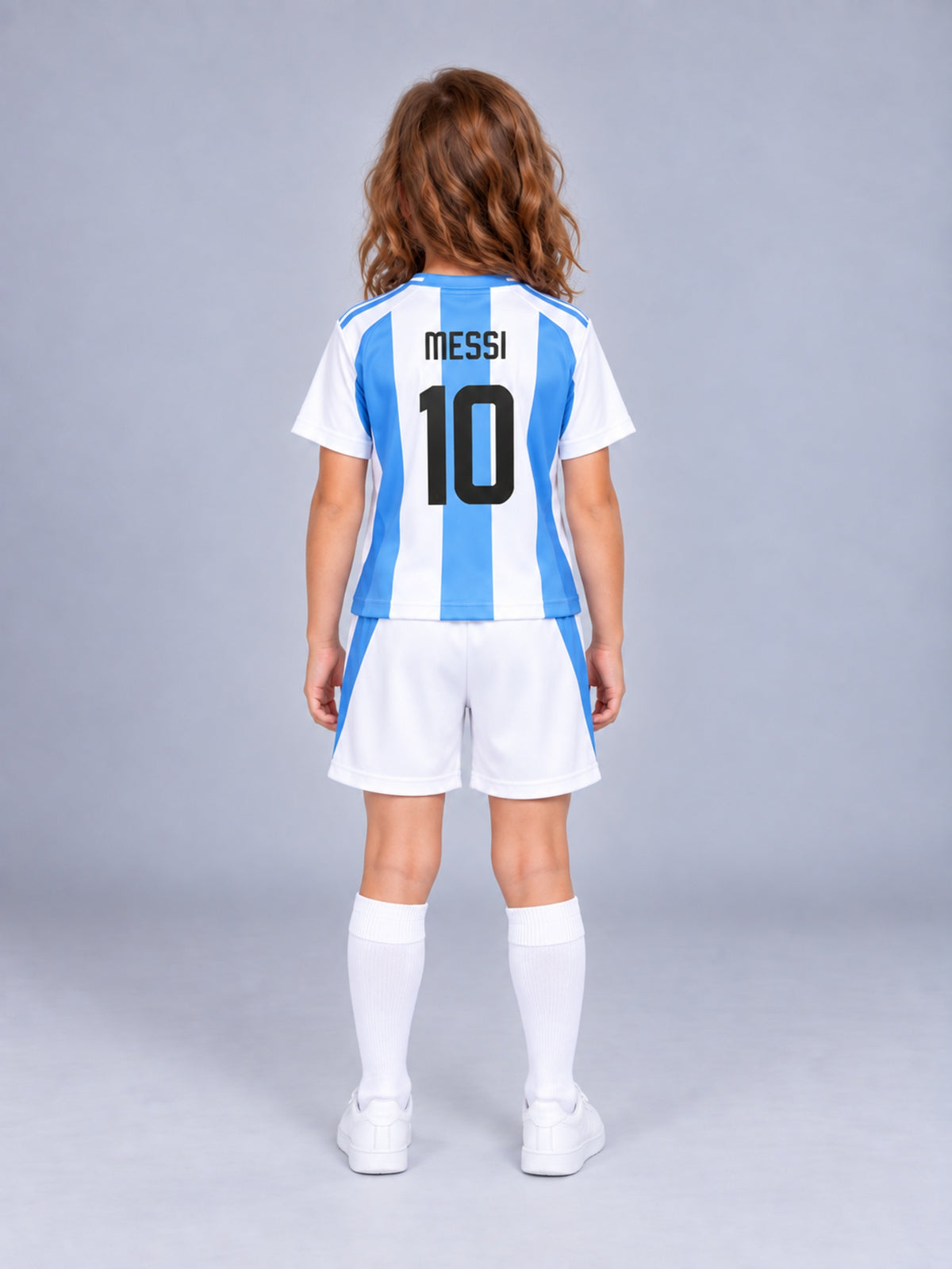 Kids Argentina Messi #10 Blue & White Soccer Jersey & Shorts Set Youth Boys Girls