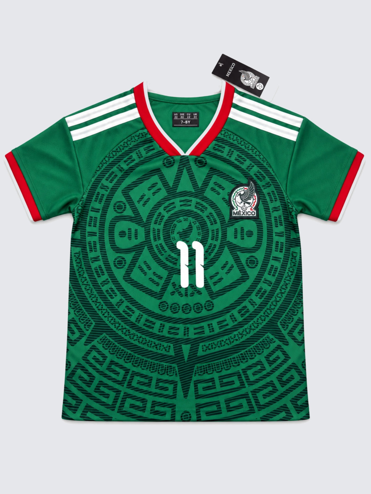 Kids Mexico Santiago Gimenez #11 Green Soccer Jersey & Shorts Set Youth Boys Girls