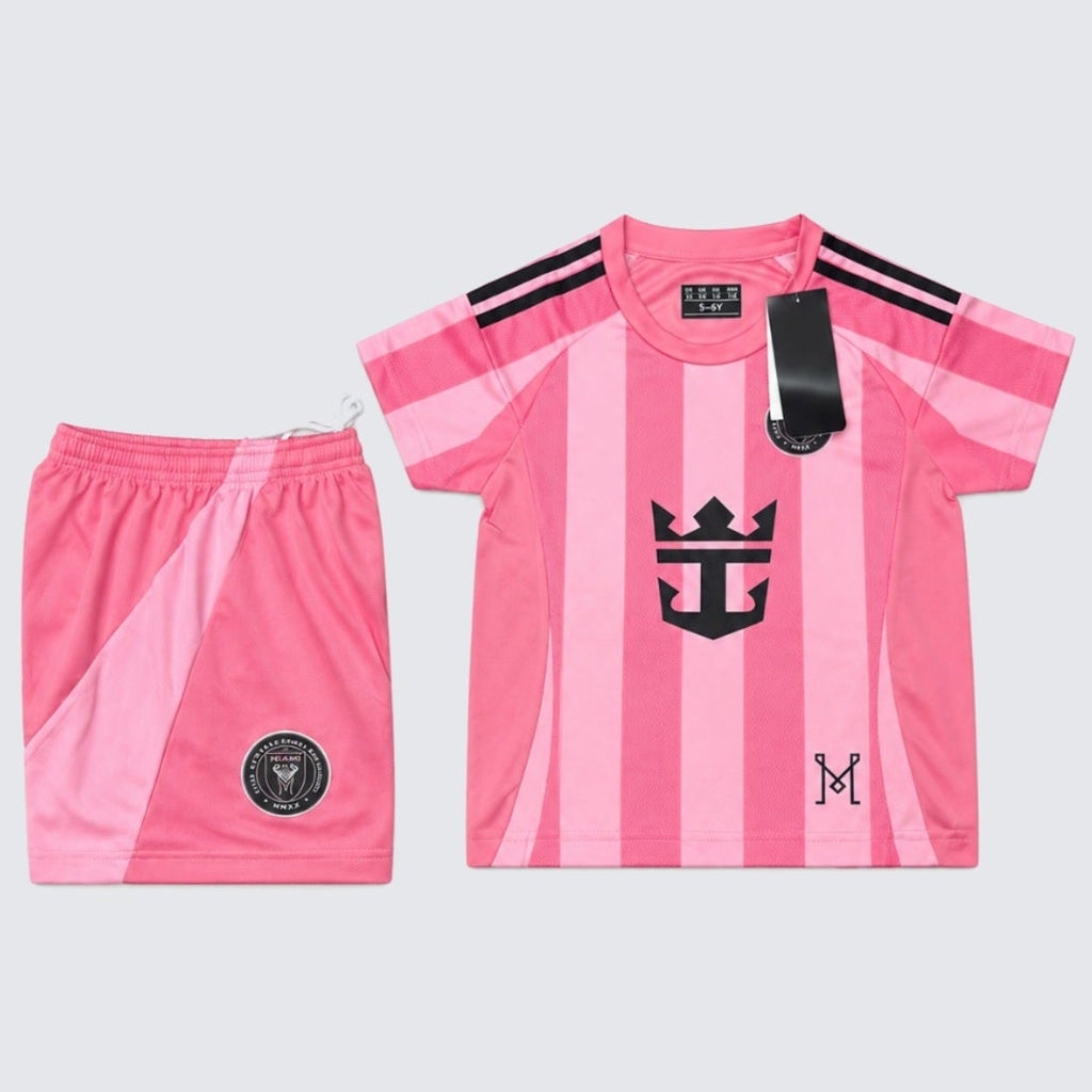 Kids Inter Miami Messi #10 Pink Soccer Jersey & Shorts Set Youth Boys Girls