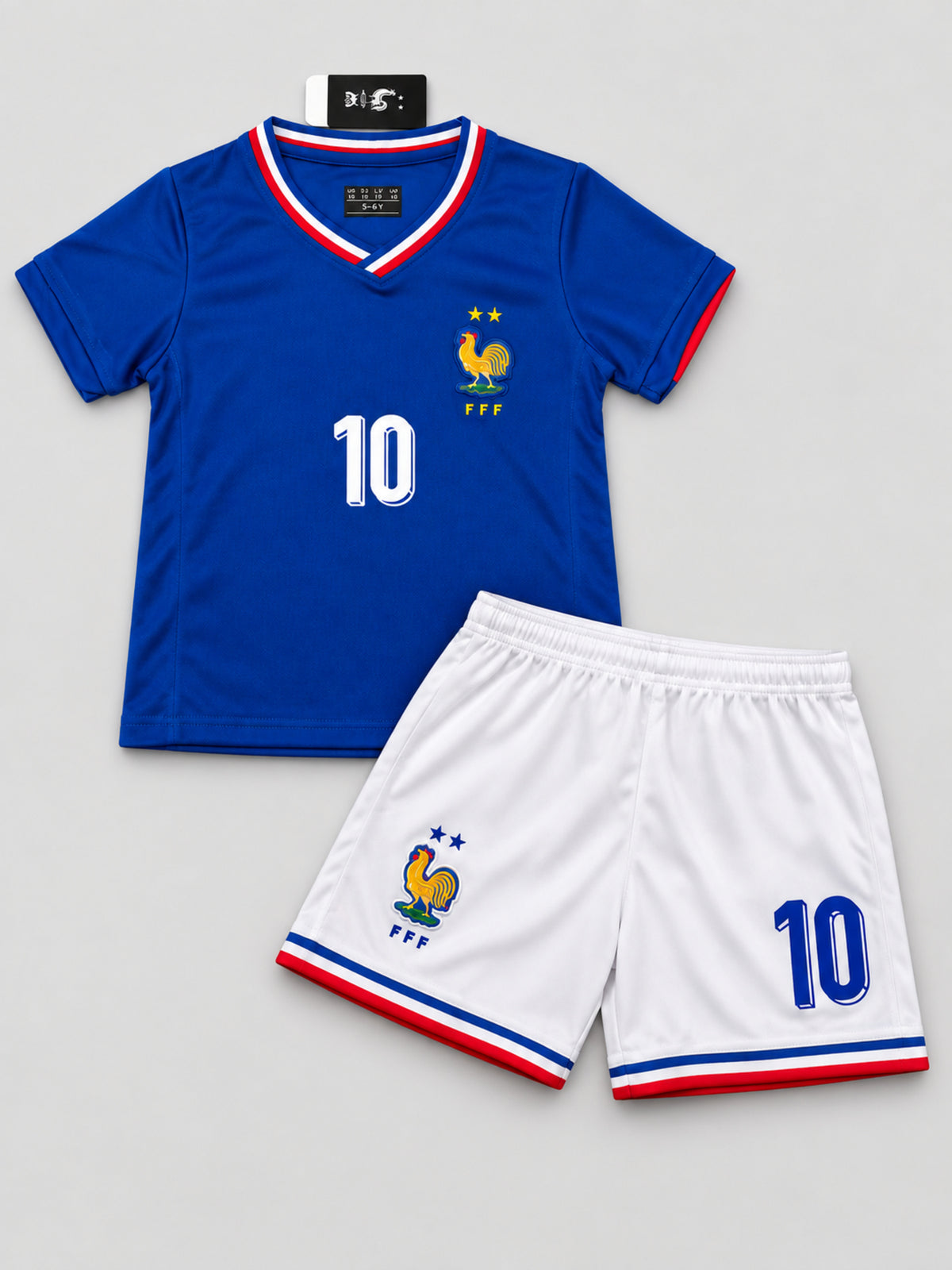 Kids France Mbappe #10 Blue Soccer Jersey & Shorts Set Youth Boys Girls