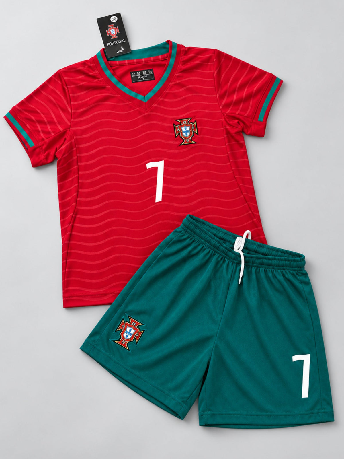 Kids Ronaldo Portugal #7 Soccer Youth Jersey & Shorts Set Boys Girls