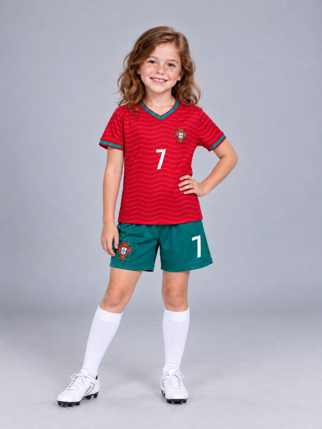 Kids Ronaldo Portugal #7 Soccer Youth Jersey & Shorts Set Boys Girls