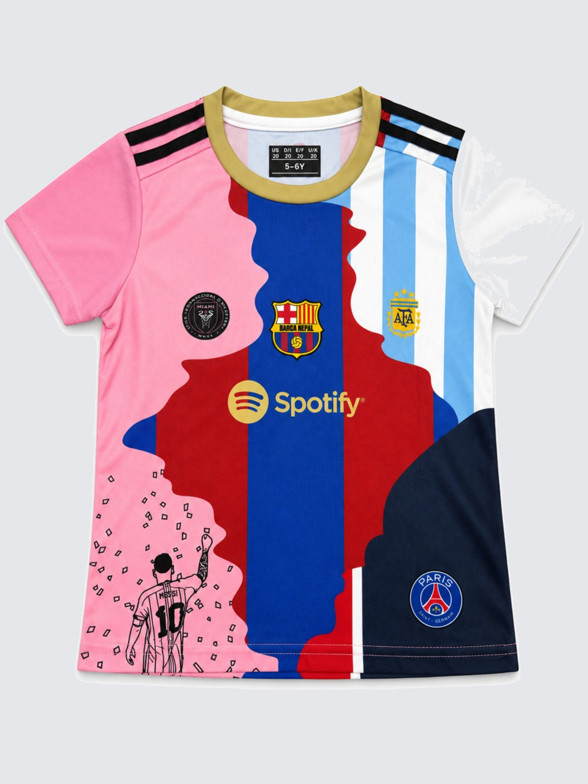 Kids Messi #10 PSG Mashup Soccer Jersey & Shorts Set Multicolor Youth Boys Girls