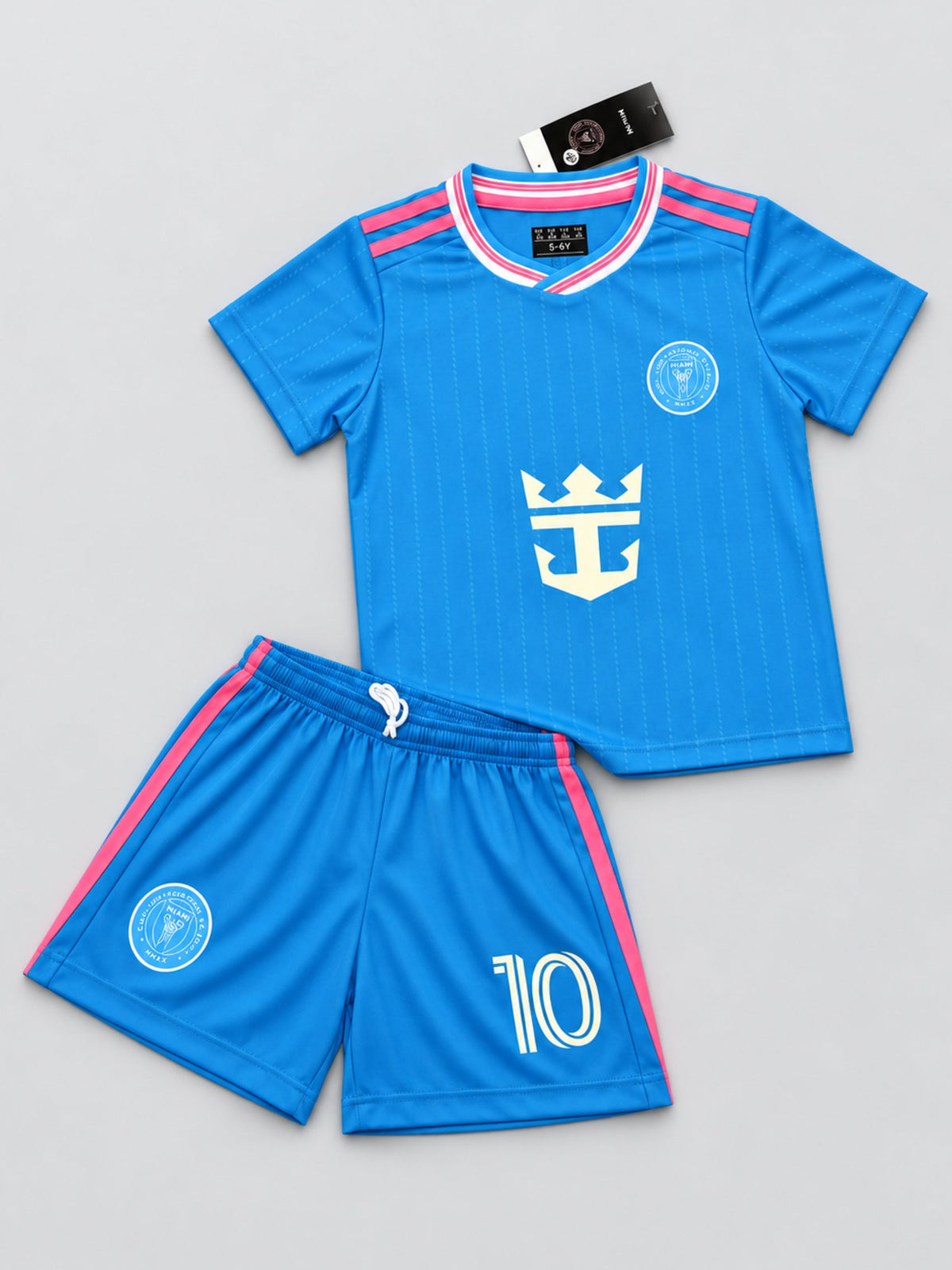 Kids Inter Miami Messi #10 Blue Soccer Youth Jersey & Shorts Set Boys Girls