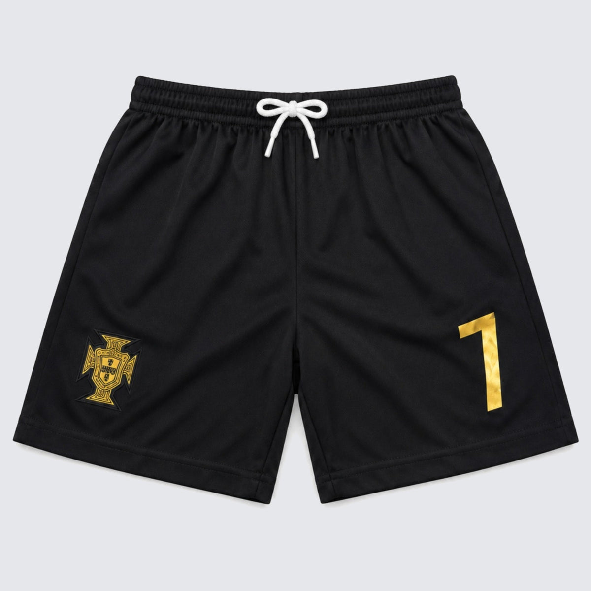 Kids Portugal Ronaldo #7 Black & Gold Soccer Jersey & Shorts Set Youth Boys Girls