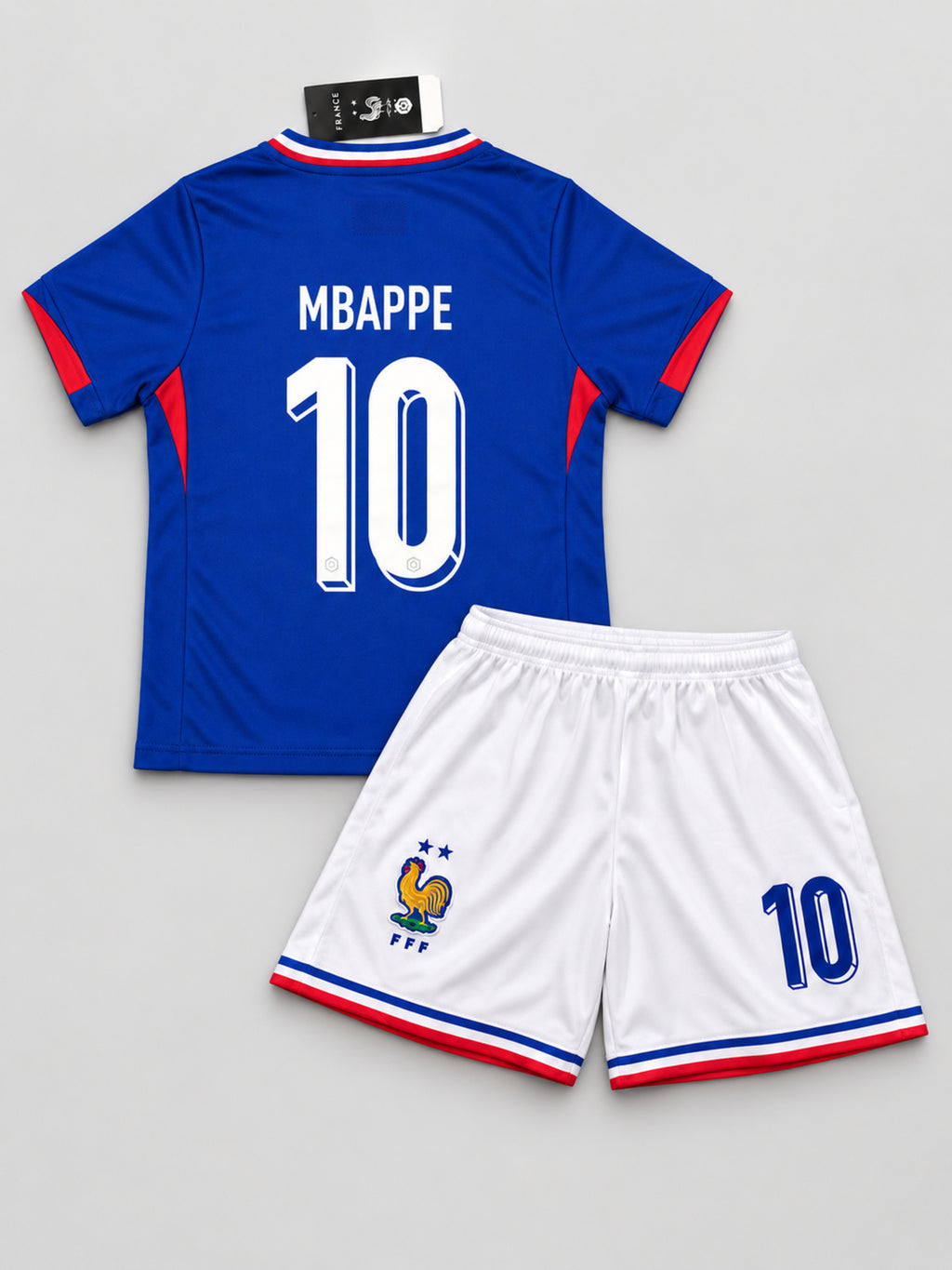 Kids France Mbappe #10 Blue Soccer Jersey & Shorts Set Youth Boys Girls