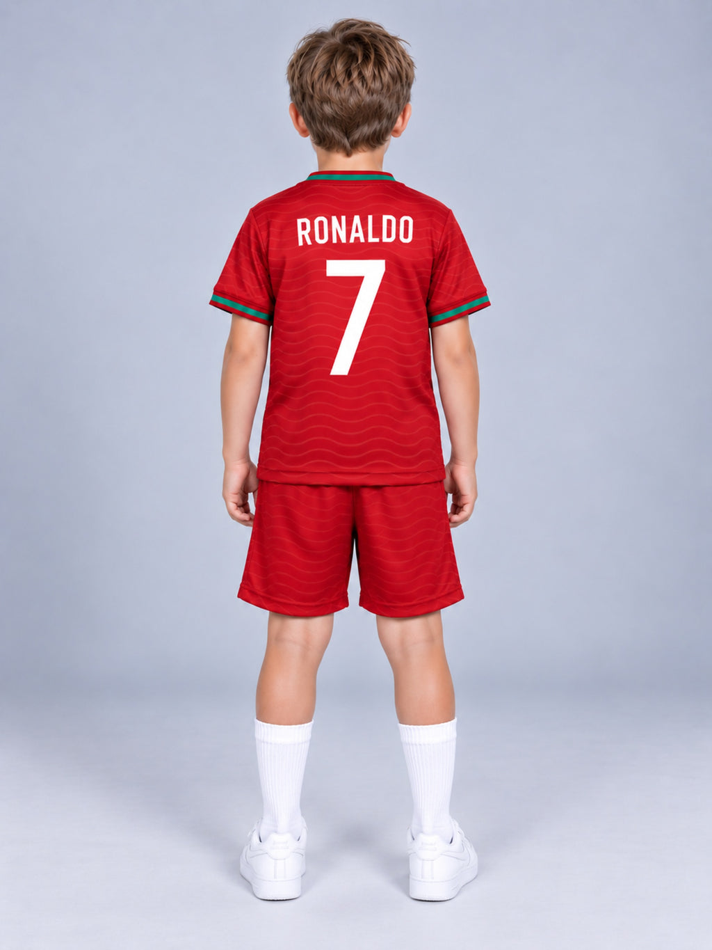 Kids Portugal Ronaldo #7 Red Soccer Jersey & Shorts Set Youth Boys Girls